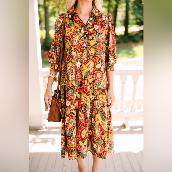Umgee Vibrant Paisley Print Midi Dress NWTs - Picture 2 of 5